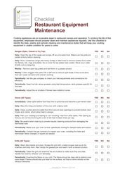 Restaurant Operations - Equipment Maintenance Checklist
