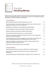 Restaurant Operations - Handling Money Checklist