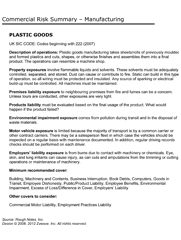 RRisk Summary & Cover Checklist Plastic Goods Manufacturing