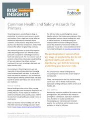 Manufacturing Risk Insights Common Health and Safety Hazards for Printers