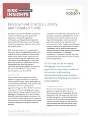 Not-for-Profit Risk Insights Employment Practice Liability and Donated Funds