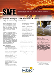 Manufacturing Playing It Safe Never Tamper With Machine Guards